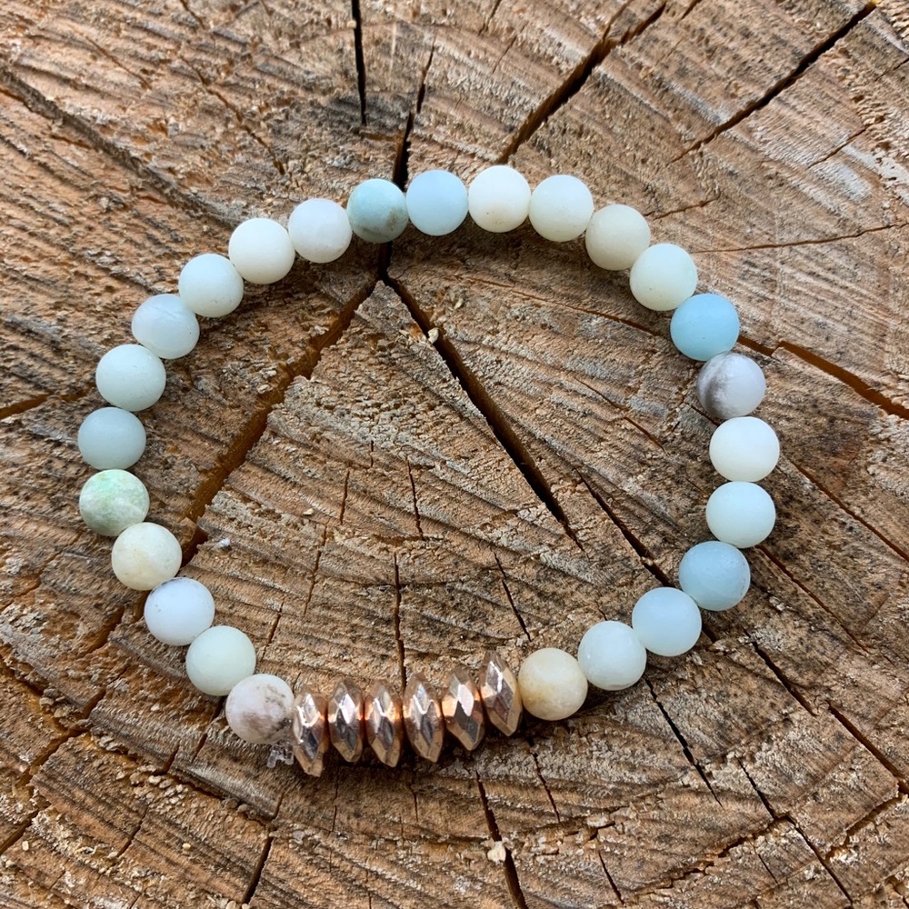 Hematite Rose Gold + Amazonite Bracelet